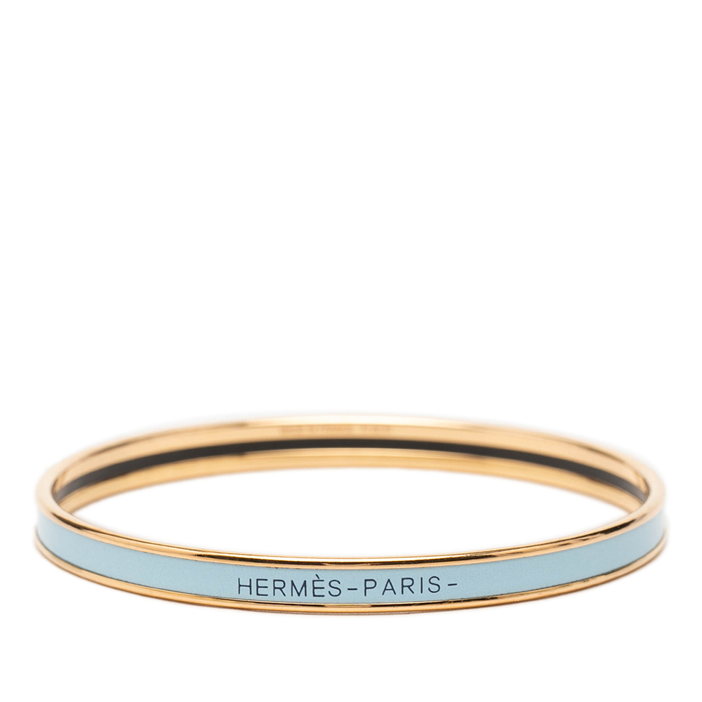Pre-Loved Hermes Extra Narrow Enamel Uni Bangle 62